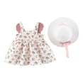 thumbnail image 1 of Robe d'Été pour Tout-Petite Fille, Robe d'Été pour Bébé Fille, Couleur Unie Imprimée, Robe à Bretelles avec Chapeau, 1 of 9