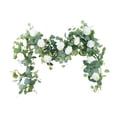 thumbnail image 1 of Enredaderas artificiales de con rosas, eucalipto falso, plantas colgantes, guirnalda de eucalipto para mesa, puerta, fiesta, pared, arco Blanco, 1 of 8