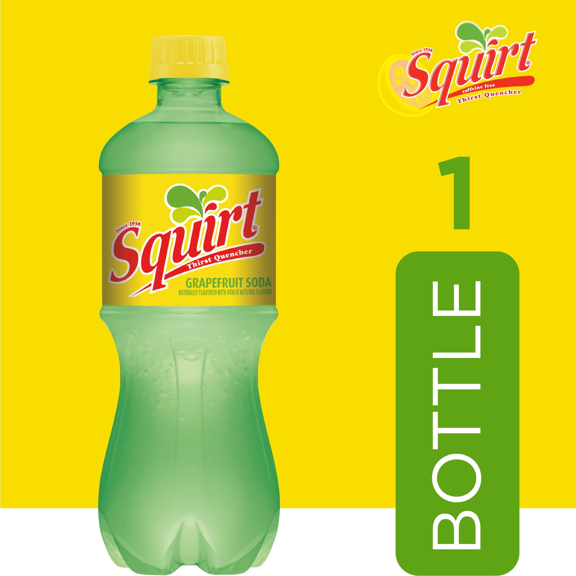 Squirt Caffeine Free Grapefruit Soda Pop, 20 fl oz, Bottle