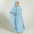 thumbnail image 2 of IBTOM CASTLE Kids Girls Long Sleeve Full Cover Hijab Kaftan Dubai Islamic Prayer Dress Abaya Muslim Hooded Robe Ramadan Clothing 8-9 Years Light Blue, 2 of 8