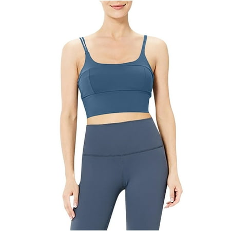 Lovskoo 2024 Sports Bras for Women Yoga Sports Bra Trendy European American Tight Stretchy Fitness Tank Top Blue