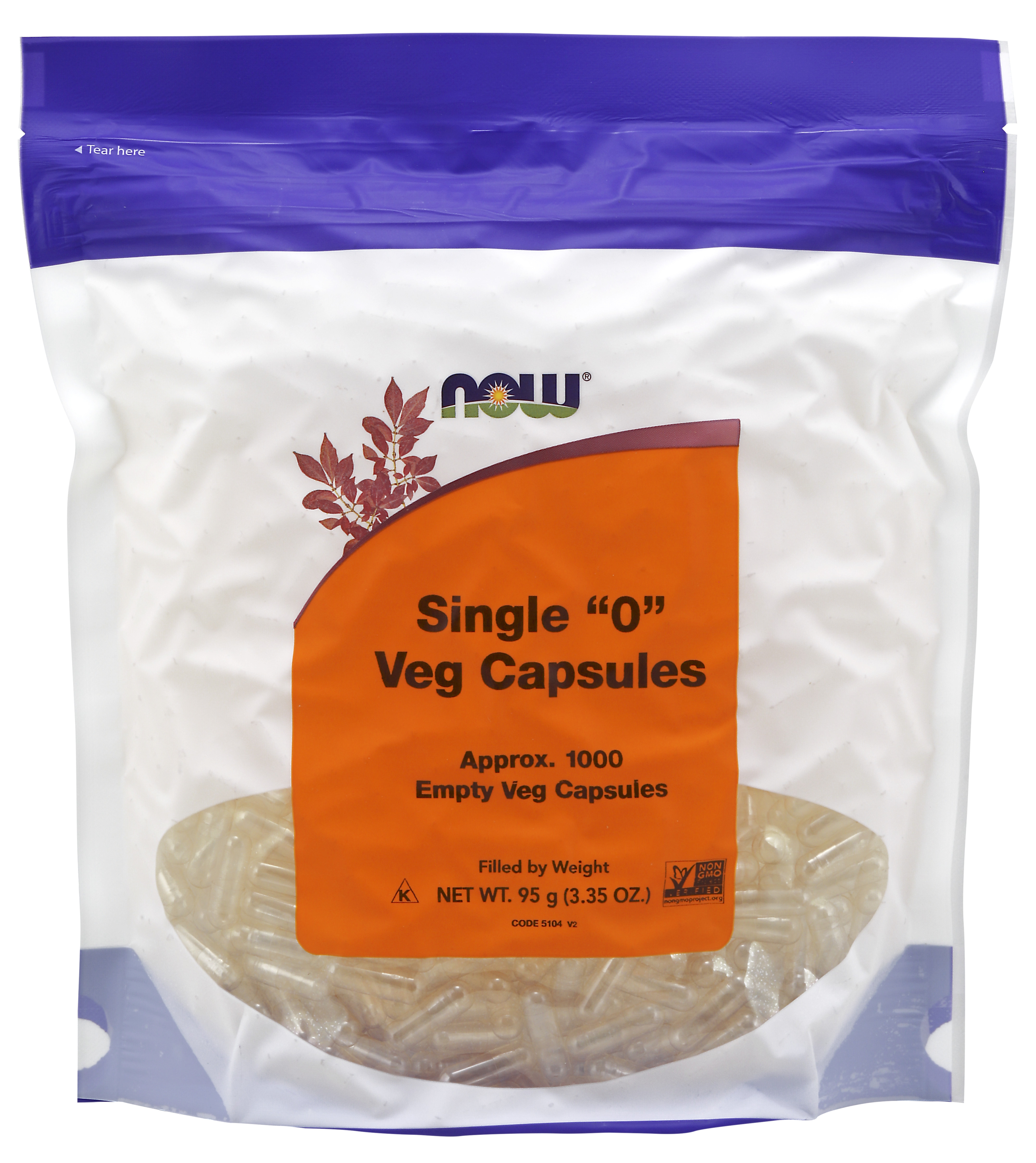 NOW Supplements, Empty Vegetarian Capsules, Single "0", Filled by Weight, NonGMO Project