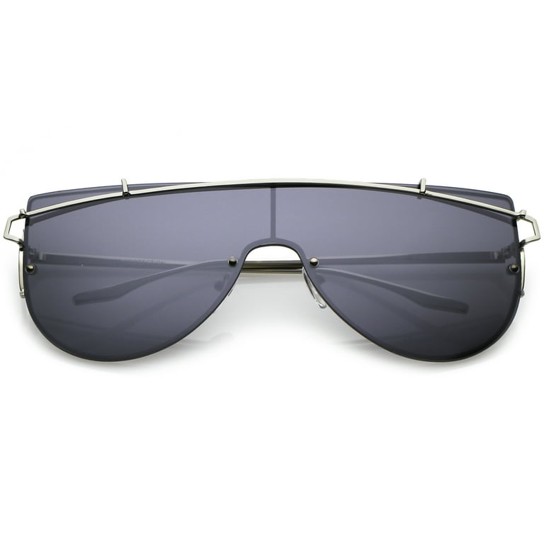 Unique Metallic Long Crossbar Shield Sunglasses Unique Metallic Long Crossbar Shield Sunglasses