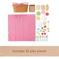 Fisher-Price Wooden Picnic Basket and Food Pretend Play Set for Preschool Kids, 31 Pieces ...