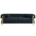thumbnail image 2 of Chesterfield Button Tufted Velvet Sofa, Upholstered Couch With Rolled Arms and Gold Metal Legs For Living Room Office Apartment, 2 of 12