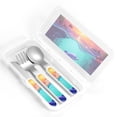 thumbnail image 4 of Uemuo Hawaiian Island Dolphin Print Children's Knife, Fork And Spoon Set - Kids’ Knife Fork Spoon - Stainless Steel Kids Silverware Set - Metal Kids Cutlery Set, 4 of 8