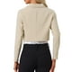 thumbnail image 3 of BLAZER CORTO DE NEGOCIOS PARA MUJERES CON MANGAS LARGAS Y DELANTERO ABIERTA, CON SOLAPA EN V, TALLA L, COLOR ALBARICOQUE, 3 of 6