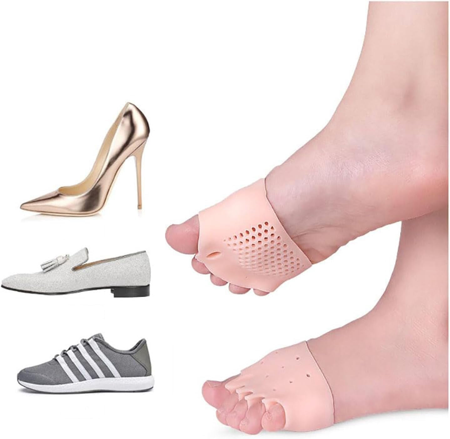 Hyggear Silicone Toe Separator, Hyggear Toe Separators, Hyggear Silicone Toe Spacers, Gel Toe Separators, Breathable & Soft, For Men & Women (White)