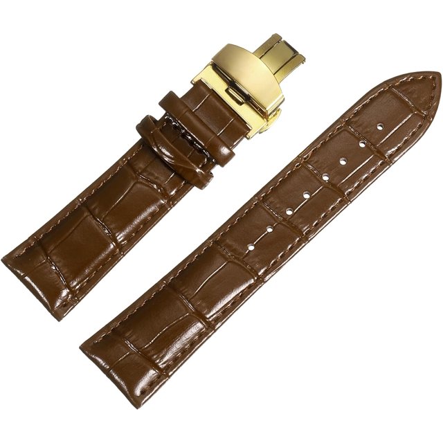 ABDFHE-Multiple Sizes Leather Watch Band Quick Release Deployment Buckle Cowhide Watch Strap for Men and Women