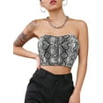 thumbnail image 4 of Seyurigaoka Women Juniors Snakeskin Pattern Bustier Strapless Zipper Slim Tops, 4 of 9