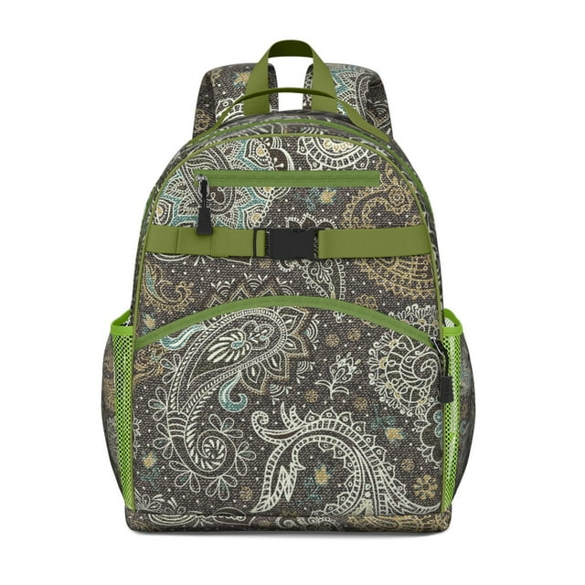 Chic Paisley Pattern Student Backpack Lightweight Durable School Backpack For Student And Students Adjustable Padded Straps Chest Buckle