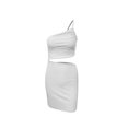 thumbnail image 4 of Bigersell Women's Cocktail Dresses Women's Solid Color Fashion Design Bodycon Drawstring One-shoulder Short Dress Big & Tall Ball Gown Dress Style 20462, Female Above Knee Dresses White XL, 4 of 4