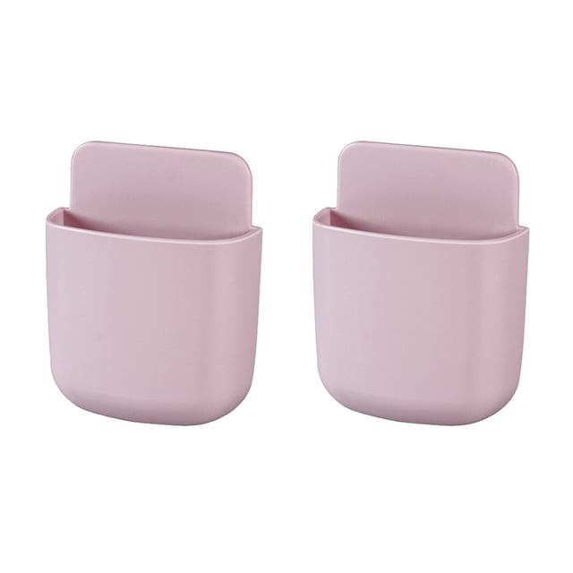tamizeot 2 Pieces Air Conditioning Remote Control Storage Box Small Size Organization Container Plastic Phone Holder Organizer Case Pink