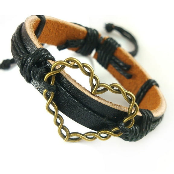 New Unisex Real Leather Surfer Style Bracelets Great Christmas Gifts For Men, Women, Teens, Boys, Girls Wristband 100 , Size: Fit 5 inches-10 inches Wristband , Color: Black