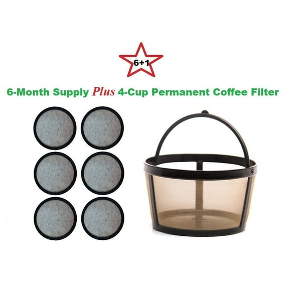 4-Cup Permanent Basket-Style Coffee Filter & A set of 6 Water Filters designed to fit Mr. Coffee 4 Cup Coffeemakers