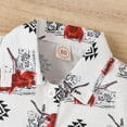 thumbnail image 4 of PEASKJP Boys Shirts Suits Set Print Patchwork Button Front Short Sleeve Shirt and Shorts Set,White 120, 4 of 5