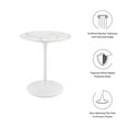 thumbnail image 6 of Modway Lippa 27.5" Round Artificial Marble Dining Table in White, 6 of 6