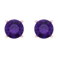 thumbnail image 3 of 1.5 ct Screw-Back Stud Earrings for Women | 6mm Round Cut Natural Amethyst | 18K Rose Gold, 3 of 5