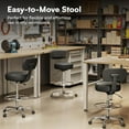 thumbnail image 6 of Drafting Chair with Back, Adjustable Foot Rest Rolling Stool, Multi-Purpose Office Desk Chair, Thick Seat Cushion for Home Bar Kitchen Shop - Black, 6 of 9