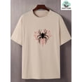 thumbnail image 3 of Men's 180g Heavyweight 100% Cotton T-Shirt with Red Spider Web & Black Spider Graphic Print - Casual Round Neck Short Sleeve Summer Tee for Halloween, Themed Events & Casual Attire, 3 of 17