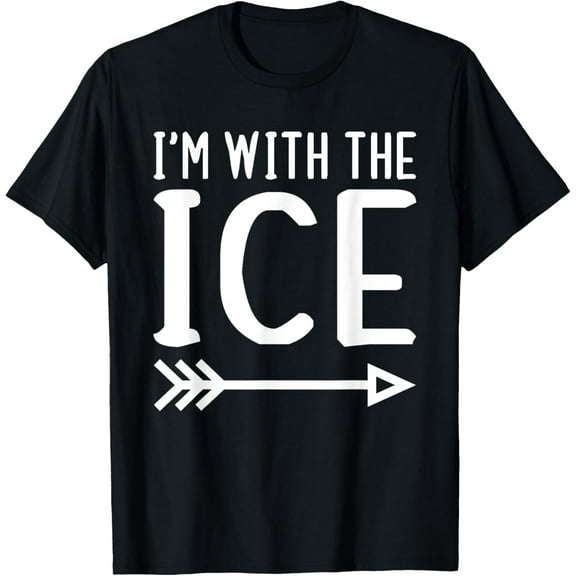 I'm With The Ice Funny Matching Halloween Couple Costume T-ShirtMen and women, Black T-shirt, size: Extra large