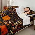 thumbnail image 4 of Manfei African Abstract Bed Sheets, Tribal Fuul Size Sheets, Orange, Yellow and Black, Black Reversible 4pcs1 Flat Sheet + 1 Fitted Sheet + 2 Pillowcases, 4 of 6