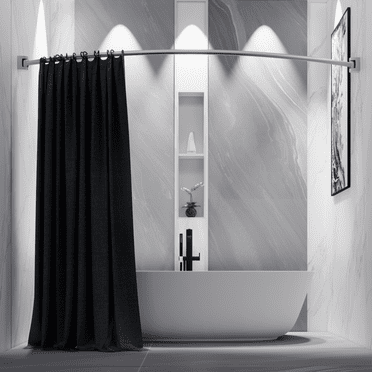 Curved Shower Curtain Rod, Adjustable Arched Shower Curtain Rod, Stainless Steel SUS304 Rustproof Expandable Shower Cartain Rod for Bathtub. Mirror Polish