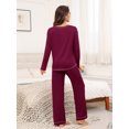 thumbnail image 3 of MINTREUS Women's Pajama Set Long Sleeve Sleepwear Set Soft Two Piece Matching Set with Pockets, 3 of 5