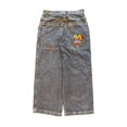 thumbnail image 1 of Pantalones vaqueros unisex estilo hip-hop gótico urbano de talle alto y corte holgado con diseños rasgados y bordados for hombre y mujer, 1 of 4