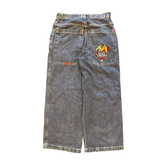 Pantalones vaqueros unisex estilo hip-hop gótico urbano de talle alto y corte holgado con diseños rasgados y bordados for hombre y mujer