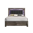thumbnail image 2 of Modern 4Pc LED Light Upholstered Queen Size Bed Dresser Mirror Nightstand Set Master Bedroom Furniture Set Brown Finish, 2 of 5