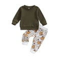 thumbnail image 1 of Faithtur Toddler Girls Halloween Pants Sets Solid Color Long Sleeve Tops Pumpkin Print Drawstring Pants Sets, 1 of 9