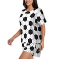 thumbnail image 2 of "Wukai Soccer Ball Women's Pajama Set - Short-Sleeve Top and Shorts with Elastic Waistband and Pockets for Loungewear, Yoga, and Casual Wear-XX-Large, 2 of 8