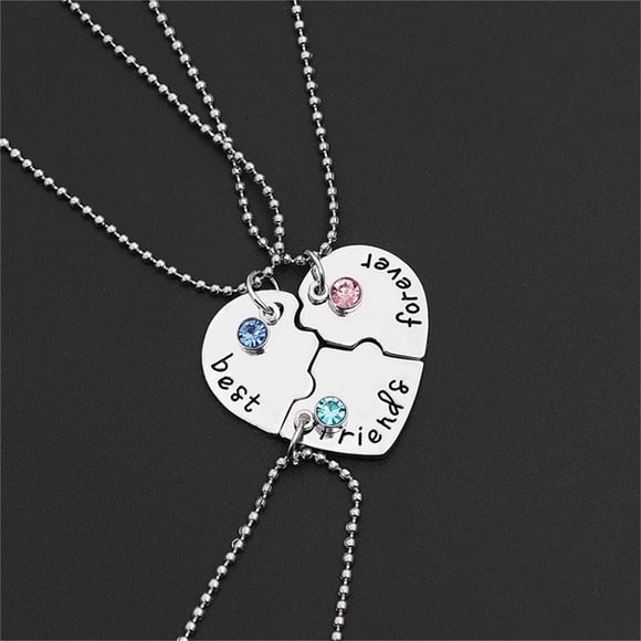 Matching Best Friend Gifts, 2-Piece Stainless Steel Split Heart Puzzle Necklace, Sentimental Jewelry for Girls, Christmas, and Birthday Silver