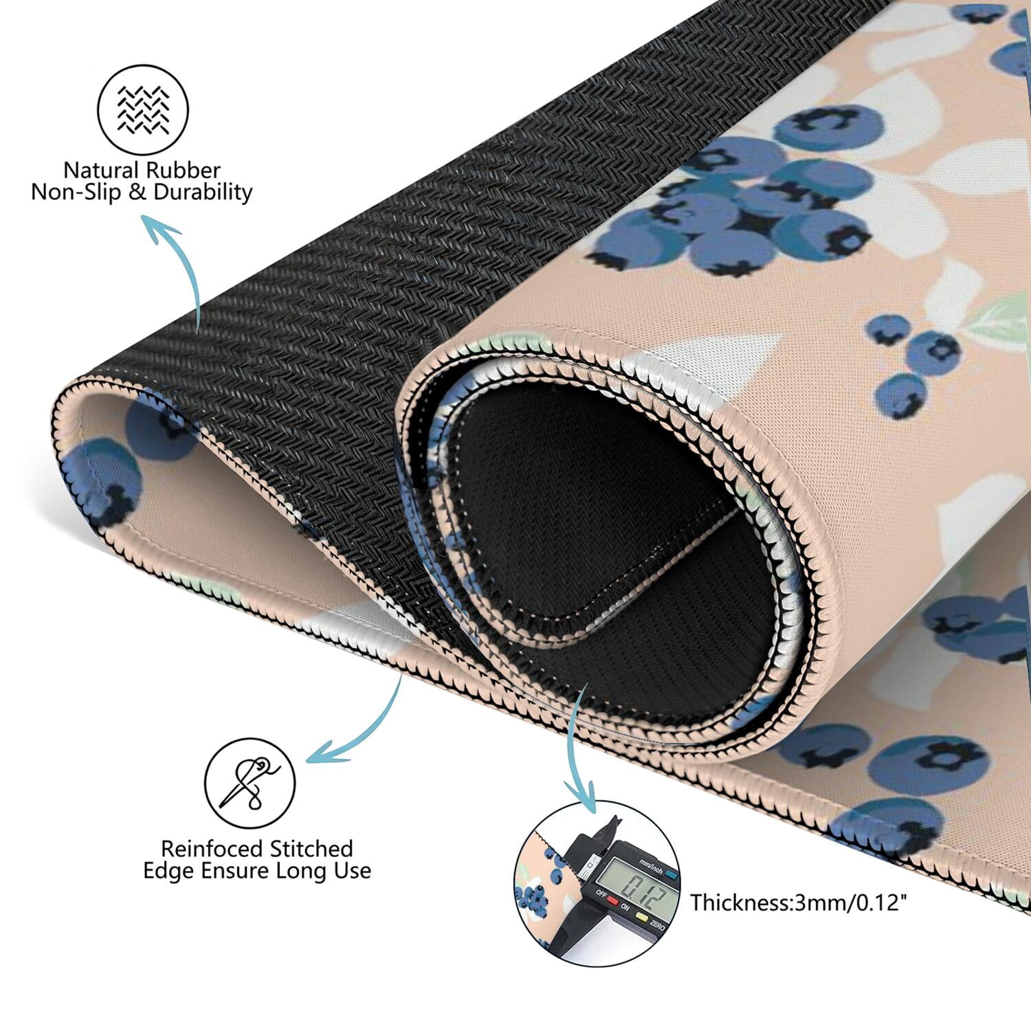 Floral Print 31.5 Inch Square Mahjong Mat Rubber Construction Offers Non-Slip Grip for Tiles and Cards During Game Play