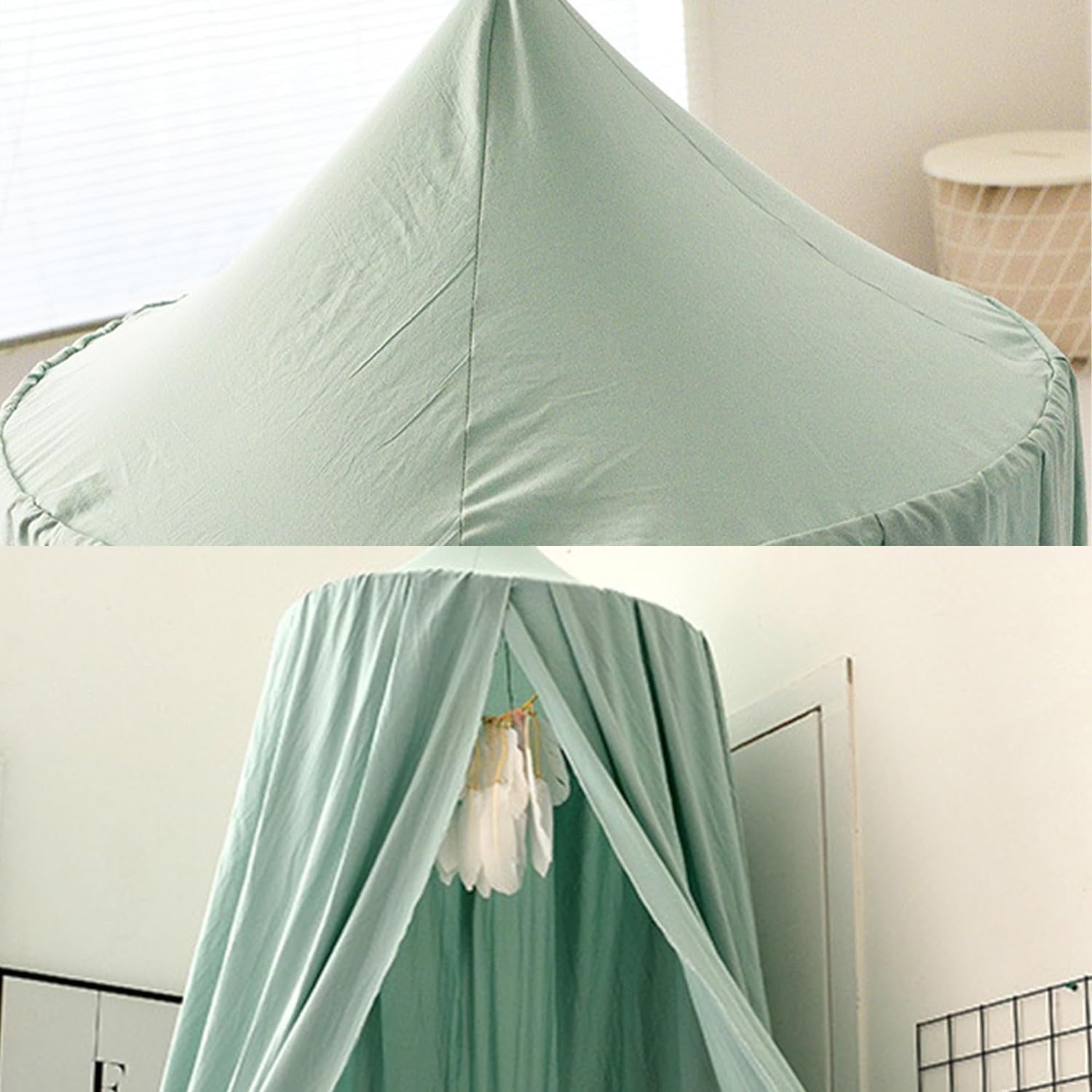 Hanging Crib Bed Canopy:Dome Crib Canopy for Girls Nursery,Decor Canopy for Baby Girls Boys,Kids Bed Canopy for Reading Playing Sleeping,Green