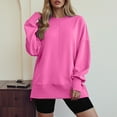 thumbnail image 4 of larppty Women Oversized Sweatshirts Thumbhole Long Sleeve Hoodies Shirts 2025 Fall Side Slit Pullover Top Teen Y2k Outfits Red, M, 4 of 7