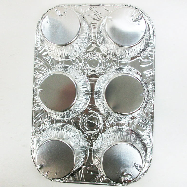 20Pcs Disposable 6-Cup Aluminum Foil Muffin Pans Standard Size