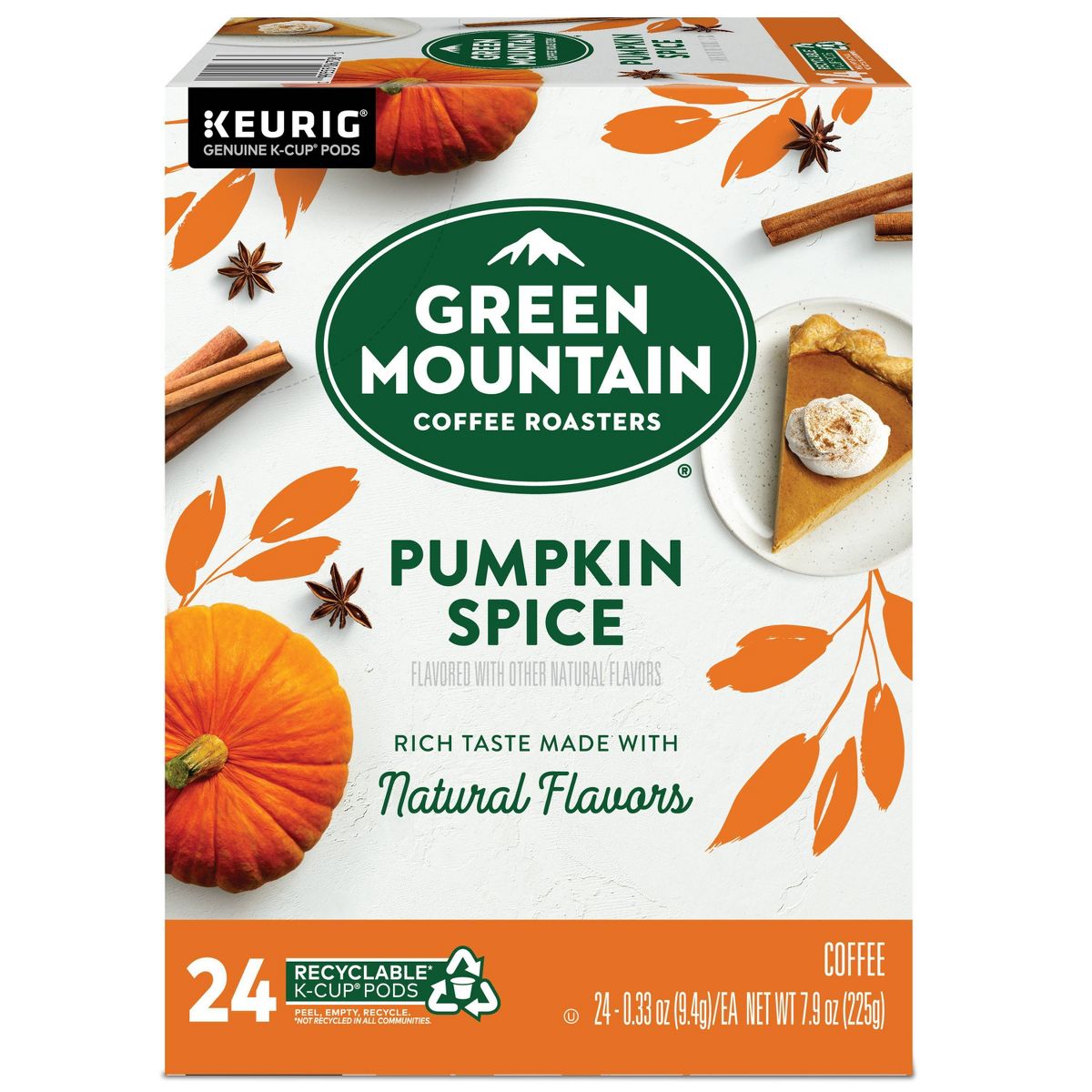 2X - 24ct Green Mountain Coffee Pumpkin Spice Keurig K-Cup Coffee Pods Flavored Coffee Light Roast