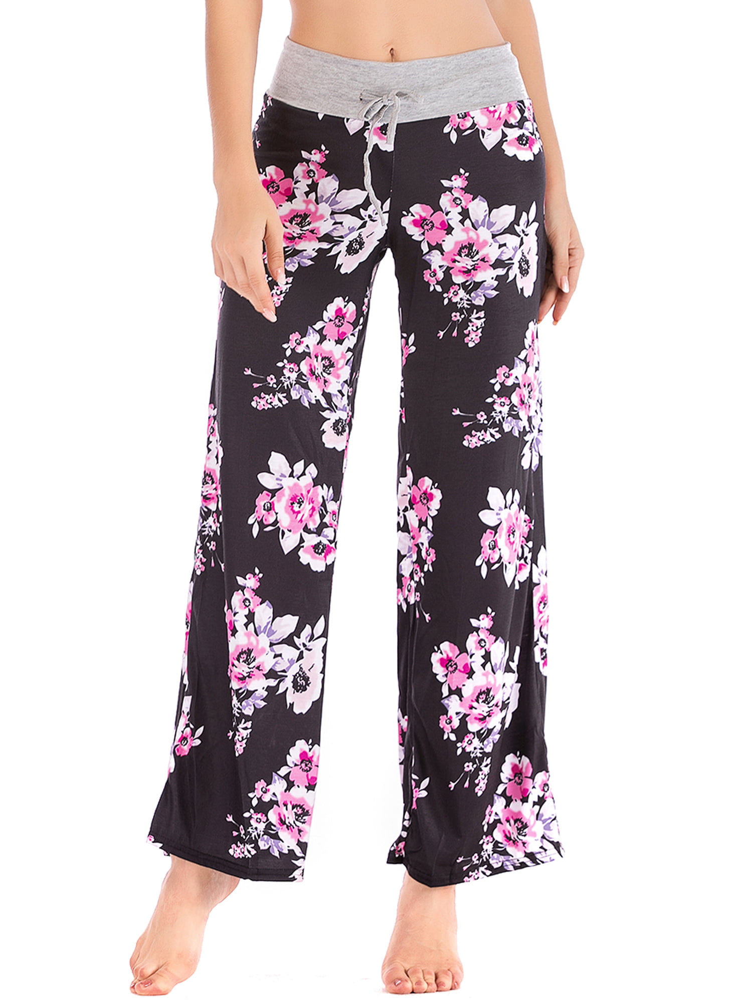 LELINTA Women's Plus Size Casual Comfy Pajama Pants Floral Print ...