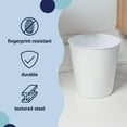 thumbnail image 5 of happimess Remi Modern Classic Textured Steel 2 Gal Waste Bin, Matte White (Set of 2), HPM1112D-SET2, 5 of 7
