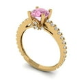 thumbnail image 2 of 1.465 ct Round Cut Simulated Pink Diamond Solitaire with Accents Engagement Ring for Women in 18K Yellow Gold, 2 of 5