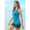 thumbnail image 3 of Swim 365 Women's Plus Size Longer-Length High-Neck Racerback Tankini Top, 3 of 6