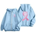 thumbnail image 2 of Fiaer,Breast Cancer Awareness Hoodies for Women,Womens Oversized Full Zip Sweatshirt Hooded Sweatshirts,Long Sleeve Loose Fit Casual Hooded Jackets Sky Blue1 M, 2 of 5