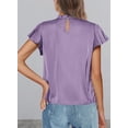 thumbnail image 2 of Blusa de Mujer PRETTYGARDEN de Satén con Mangas con Volantes Morada Talle M, 2 of 6