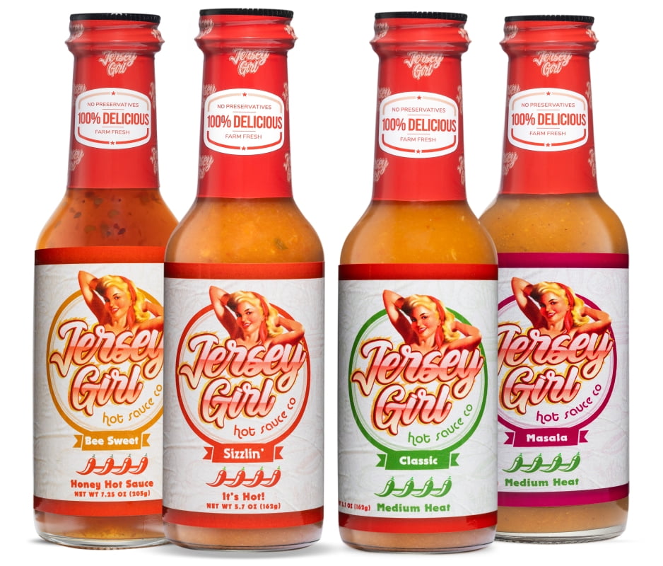 Jersey Girl Brand Low Sodium Hot Sauce Variety 4 Pack