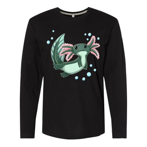 Inktastic Cute Axolotl Swimming with Bubbles Long Sleeve T-Shirt