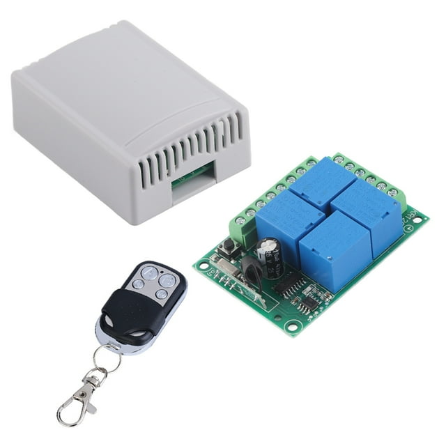Placa receptora de interruptor de control de puertas de garaje inalámbricas de 12 V CC, 4 canales, 433 MHz, con control remoto