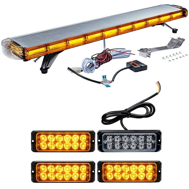 Amber Strobe Light Bar Emergency Beacon Warn Top Roof Truck Response 47