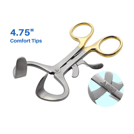 Molt Mouth Opening Gag 4.75  Stainless Steel Gold Plated Handle by Wise Linkers Brand